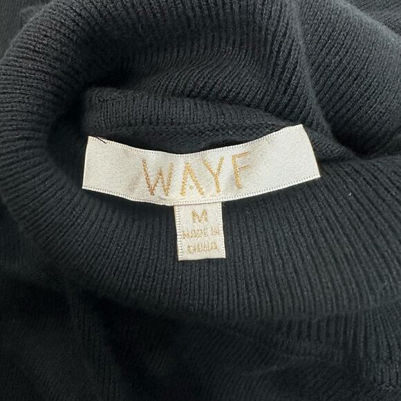 NEW WAYF Turtleneck Knit Sweater Dress Mini Length Balloon Sleeve Black Medium - Picture 6 of 7